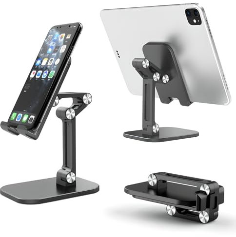A ANCILE Support Téléphone Bureau Pliable Réglable – Antidérapant Léger Compact pour iPhone Samsung Xiaomi Huawei – Socle Portable pour Smartphone – Idéal Maison, Bureau, Voyage, Table
