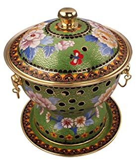 Traditioneller heißer Topf, Cloisonne-Emaille, reines Kupfer, kleines einzelnes Buffet, Alkohol, klein, antihaftbeschichtet (Farbe: E) (C)