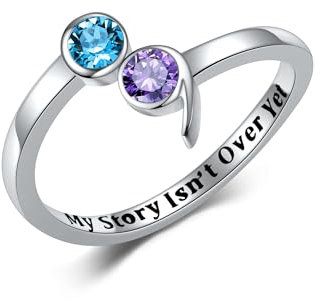 DAYLINLOVE Semikolon Ring 925 Sterling Silber Einstellbare Zirkon Meine Geschichte ist noch nicht vorbei Inspirierende Schmuck für Frauen Freunde