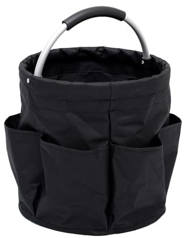 28x28x28cm Sac De Rangement Pliable, Sac Fourre-Tout À Outil, Sac Fourre-tout De Jardinage, Panier Cylindrique Avec 6 Poches Latérales, Seau De Rangement Portable Pour Les Produits Nettoyage Voyage