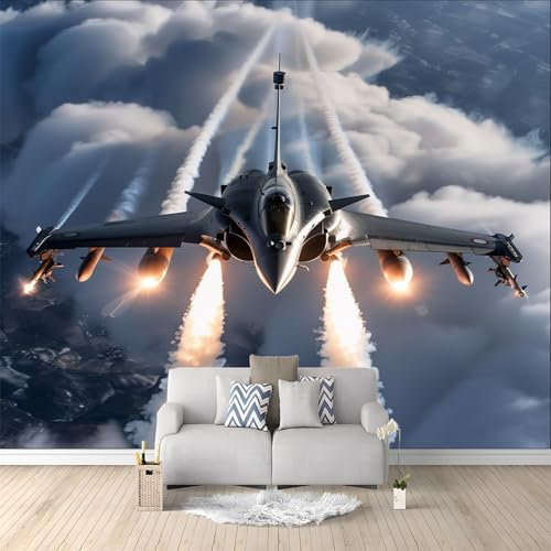 Papel Pintado Pared Panorámico Aviones Militares 300x210 cm Fotomurales No Tejido, Murales Decoración de Pared, Póster Gigante Personalizado 3D Para Salón Dormitorio