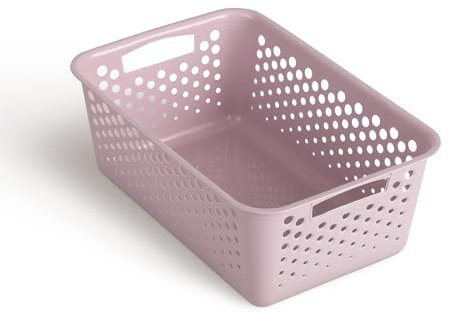 Cesto portaoggetti da 5 l, con manici, senza BPA, organizzatore (30 x 20 x 11 cm, rosa), cestino per bagno, cucina, camera da letto, cestino per la casa