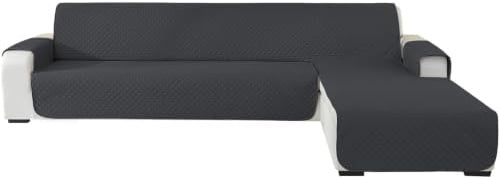 Ystyle Sofabezug LForm 2 Sitzer, Universal Reversibel Sofa Überzug Für Links/Rechts Halbinsel, Ecksofa Bezug Wasserdicht, Couch Überzug Rutschfest Waschbar (210cm, Dunkelgrau)