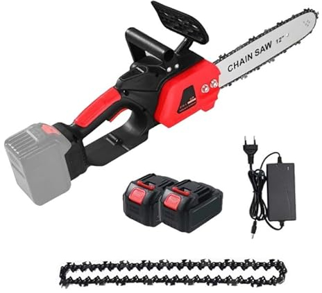 Akku-Kettensäge für Makita 18V Batterie, 12 Zoll Elektrische Kettensäge mit 2 Akku 15000mAh, Brushless-Motor, 2 Ketten, Kettensäge 1200 W für Holzschneidenz
