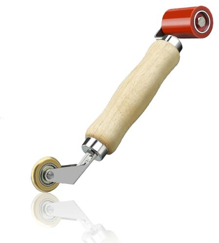 2-in-1-Schweiß-Handwalze, hitzebeständige Doppelkopf-Nahtrolle, 40 mm Silikon-Nahtroller und 6 mm Innenecke, Messing-Penny-Rolle für Dachdeckung, PVC/TPO/EPDM, Schweißen, Heimdekoration