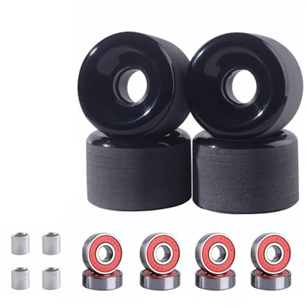 ANWEALTH 78A weiche Longboard Räder 65 mm Skateboard Räder mit Kugellagern 4er Set Cruiser Räder Skateboard LED Beleuchtung glattes PU (schwarz)
