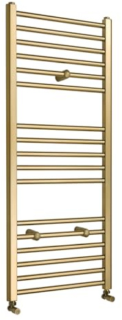 Milano Orelia Brushed Brass Flat Ladder Steel Heated Towel Rail - 1200mm x 500mm