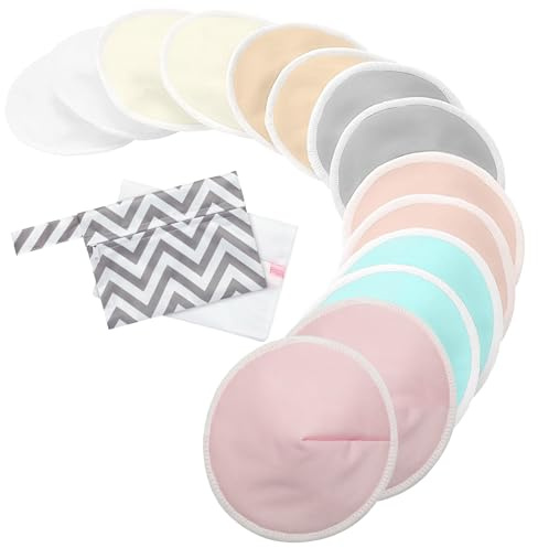 Reusable Breast Pads [7 Pairs/14 Pieces] – Washable Nursing Pads with Laundry Bag & Carry Pouch – Highly Absorbent Nursing Pads for Breastfeeding Mothers – Eco-Friendly & Skin-Friendly