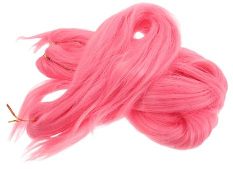 Veemoon 3piezas Cabello Trenzado Rosa Extensiones De Caja Trenzas De Crochet Sintético Cabello Teñido Para Festivales Peinados y Fiestas