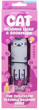 Gift Republic Book Buddy - Cat Reading Light and Bookmark - Flexible LED Night Light for Reading in Bed - Clip-On Cat Bookmark for Books- Kids Gift Idea, Purple