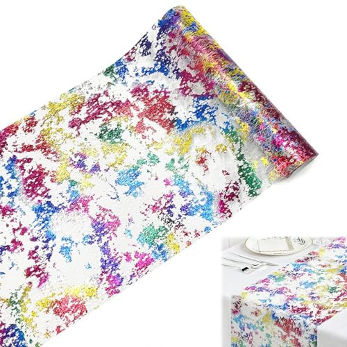 Forbabe Tischläufer Bunt, Tischdeko 28x900 cm Tischdecke Glänzend | Tischband Tischläufer für Weihnachten/ Faschings/ Hochzeit/ Party/ Geburtstag/ Ostern/ Valentinstag/ Feiertagsfeier