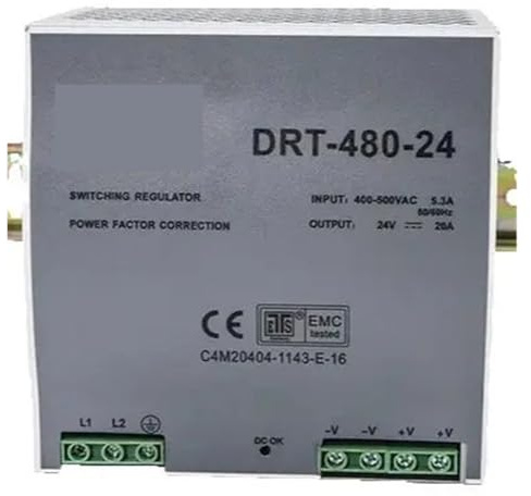 OSHZIKJII Fuente de alimentación DRT-480-24 de 400 V a 500 V CA, 24 V CC, 20 A/DRT-480-48 V CC, 48 V, 10 A, 480 W(24V)