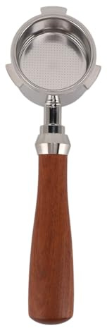 51mm Portafilter with Solid Wood Handle, 3 Ear Bottomless Pressurised Design - Ultra Fine Mesh Basket, Durable Stainless Steel, for Delonghi Coffee Machines
