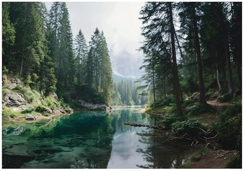 WallArena Vlies Fototapete, Wald, 200x140cm | Fototapeten - Tapeten - für Wohnzimmer Schlafzimmer - Vliestapete Wandtapete Tapete 3D Effekt- inkl. Kleister