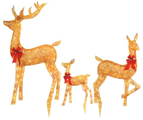 URTERYSER Festliche Gartendekoration LED Leucht Hirschstatuen Acrylmaterial Außenhofdekorationen Geeignet Für Weihnachten Weihnachts Rentier Licht