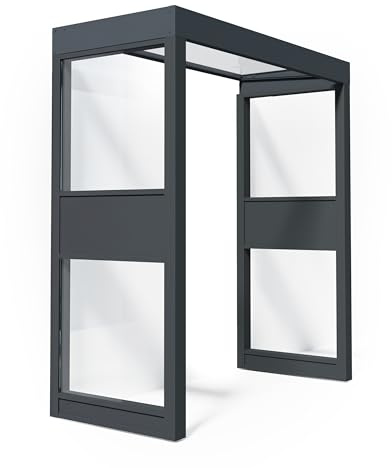 Canopia by Palram Sophia Vordach 2150mm – Grauer Rahmen, Klar Polycarbonat-Abdeckung, inkl. 2 Seitenwänden, wetterfest & langlebig