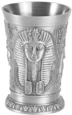 COMPUKAS Copa de Metal Boca Pulida y Acabado Fino Vintage Diseño Egipcio Antiguo Taza Retro Multiusos para Fiesta Verano Adecuado para Decoración y Eventos