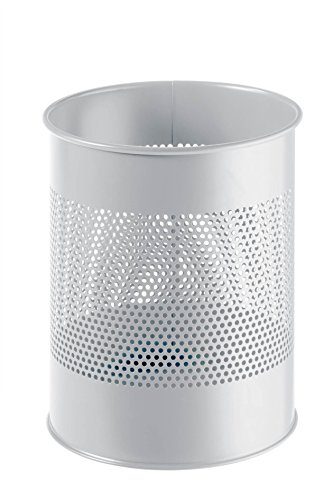 Durable 331010 Papierkorb Metall rund 15 Liter, Perforation 165 mm, grau