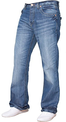 Herren-Jeans, Bootcut-Schnitt, ausgestelltes Bein, weit, blaue Denim-Jeans Gr. 32W x 32L, Light Wash A42