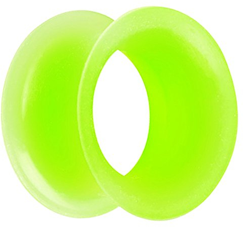 Piersando Flesh Tunnel Ohr Plug Piercing Ohrpiercing Double Flared Flexibel Silikon Dünner Rand 8mm Grün
