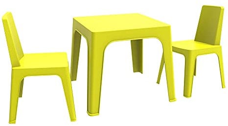 resol Cris Set Bambini di 1 Tavolo e 2 sedie, plastica e Polipropilene, Verde Lime, 60 x 51 x 78 cm, 3 Pezzi