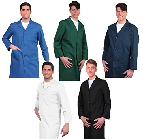 Fratelliditalia Camice Uomo Operaio Farmacista salumiere Panettiere Fabbrica Magazzino Nero Blu Azzurro Verde (50, Azzurro)