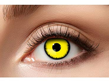 Maskworld Gelber Engel Kontaktlinsen/Monatslinsen - Motivlinsen ohne Sehstärke - Unisex - Erwachsene - ideal für Halloween, Karneval, Motto-Party & Cosplay