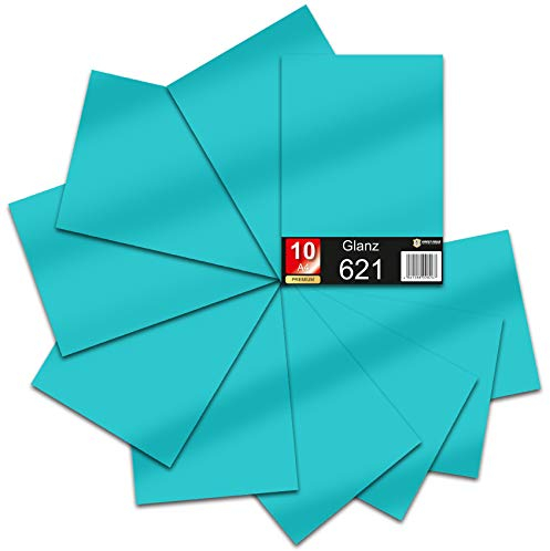 Din A4 Bogen 30x21cm 621/631 Plotterfolie Folie Vinyl Autofolie (054 Türkis, 10er Set 621 Glanz)