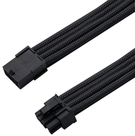 EZDIY-FAB Cavo con Manicotto PCIE 6+2 Pin,Cavi con Manicotto GPU,Prolunga per Alimentazione Elettrica-Nero