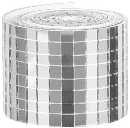 HEALLILY Arte de Cristal Real Plateado Mini Espejos Cuadrados Mosaico Azulejos Rollo de Vidrio Autoadhesivo Arte Espejo Hojas Mosaico Adhesivo para Manualidades DIY