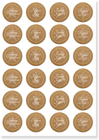 Aufkleber für Weihnachten (48 Sticker) - Weihnachtsaufkleber zum Beschriften für Geschenke - Weihnachtssticker Rund - Weihnachts Etiketten für Beschriftung - Selbstklebend - Kraftpapier-Optik Floral