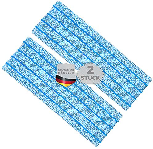 Okaei 2 Stück Wischmopp Bezug (40 cm) - Bodenwischer-Wischbezug zur Trocken- & Nassreinigung - Bodenwischer-Bezug für alle Gängigen Wischmopp-Halter und Pressen - Hochwertiger Wischer-Bezug Blau