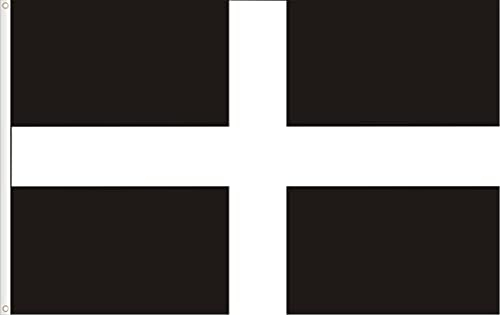 FLAGGE CORNWALL (VEREINIGTEN KÖNIGREICHES) ST PIRAN HOCHWERTIG SEIDENSATIN QUALITÄT. GRÖßE VON 150X90 CM