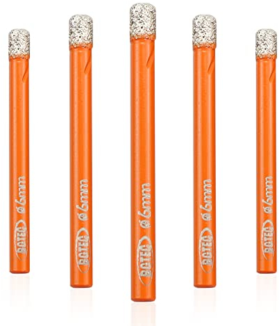 Dry Diamond Drill Bit Set,BGTEC 6mm Hole Saw for Granite,Marble,Masonry, Concrete, Tile/Ceramic, Glass, Hard plastic,5pcs Vacuum Brazed Diamond Core Drill Bit Kit
