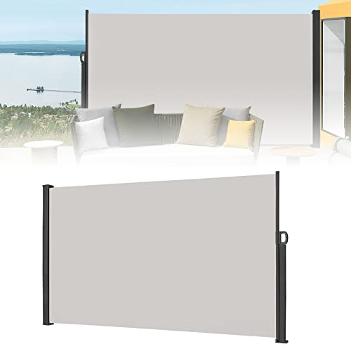 ACXIN Seitenmarkise Ausziehbar, 160x300cm Sichtschutz Sonnenschutz Seitenrollo Blickdicht Sichtschutz & Windschutz für Balkon & Terrasse, Hellgrau
