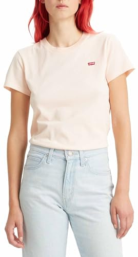 Levi's Women's The Perfect Tee- Core Chesthit Logo T-Shirt, Pearl Blush, L