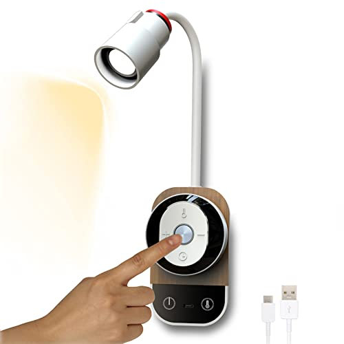 4W LED Leselampe Bett Flexible Schwanenhals Lampe Dimmbar mit Schalter, Akku Wandlampe Kabellos Magnetische Fernbedienung Lampe USB Wiederaufladbare Wandleuchte Wandmontage Leseleuchte, Weiß