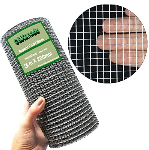 C&Xanadu 200mm X 3m Rat Mesh Rodent Proofing Wire Mesh Roll,Welded Metal Mesh Galvanised,Stop & Prevent Mice & Mouse Access