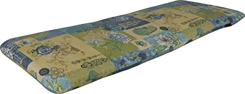 ANGERER Bankauflage blau-gelb Gemustert, 120 cm | Bankkissen, Auflage für Gartenmöbel, mit Haltebändern, dicke Füllung aus Schaumstoff mit Vliesummantelung, Made in Germany