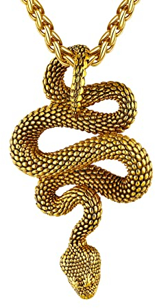 U7 Schwanz durch Kette gebogener Python-Anhänger Schlangenkette Herren Gold Schlange Halskette Edelstahl Gotisch Hip Hop Roker Schmuck Modeschmuck Accessoire für Männer Jungen