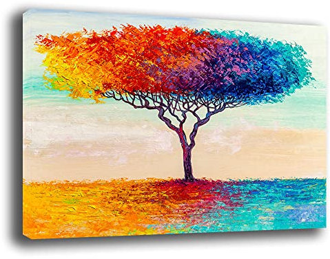 Quadro Moderno ALBERO della VITA Colori rosso giallo Astratto Quadri moderni soggiorno da Parete XXL grande Stampa su tela Canvas Decorazione Murale muro Arredo Camera letto Cucina (30x40 cm, 11)