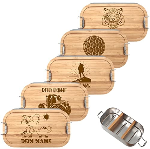 Generisch Personalisierte Brotdose mit Namen aus Edelstahl 1100ml, Edelstahl Lunchbox personalisiert mit Motiv für Kinder und Erwachsene (1100ml)