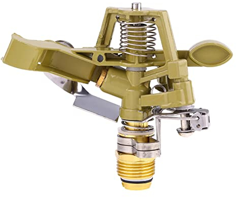 ZPSHYD Aspersor de Impacto Pulsante a 360°, Rotativo Aleación Zinc para la Irrigación Agua en su Jardín, Patio y Césped (1/2 Pulgada)