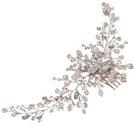 Haarkamm, Vintage-Stil, Rotgold, Silber, Hochzeitsaccessoires, Brautschmuck, Kopfbedeckung, glänzender Kristall