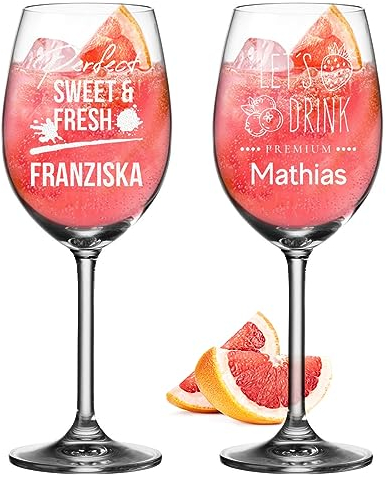 polar-effekt 2er Set Sarti Spritz Aperitif Gläser 460 ml mit Gravur - das Muttertagsgeschenk - Trinkgläser mit Namen - für Cocktails und Drinks jeglicher Art - für Aperol, Lillet, Wein