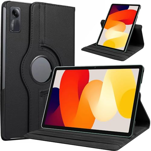 XunyLyee 360° Giratoria Funda para Xiaomi Redmi Pad SE 11 Pulgadas 2024 Carcasa, Cuero PU Funda multiángulo giratoria 360° con función Auto Sleep/Wake - Negro
