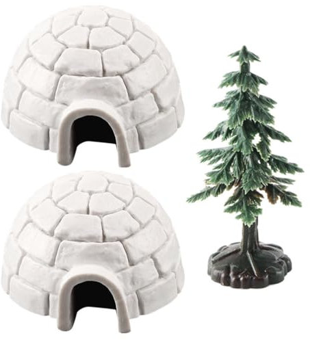 ABOOFAN Ornament 1 Satz Sandtischzubehör Miniatur-polarbaum-Set Mini-arktisfiguren-Set Desktop-Weihnachtsbaum Mini-iglu-Figur Arktisches Figuren Iglu-Modell Kind Plastik Requisiten Glas