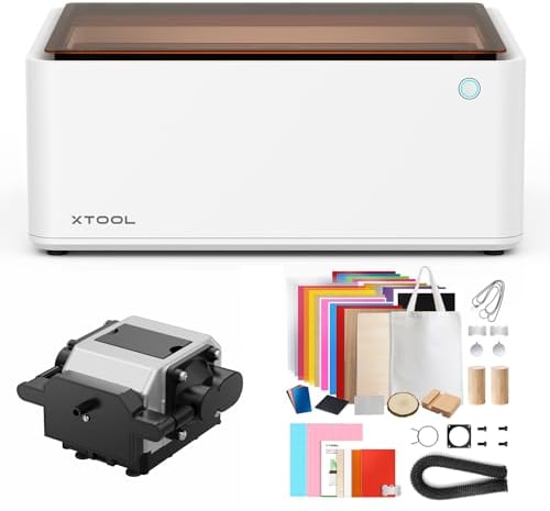 xTool M1 mit Air Assist Laser Graviermaschine und Laser Cutter mit Deluxe Materialbox, Laser Engraver mit Höhere Genauigkeit & 16MP Auto-Fokus, Perfekt für Holz/Metall/Papier/Acryl/Eisen/Vinyl