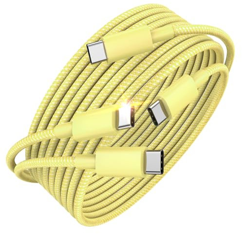 ANMIEL USB C to USB C Charger Cable [2-Pack 2M], 240W Type C Fast Charging Cable Compatible with MacBook Pro, iPad Pro Air, iPhone 15/15 Plus/15 Pro Max, Galaxy S23+/S23 Ultra, Pixel-Yellow