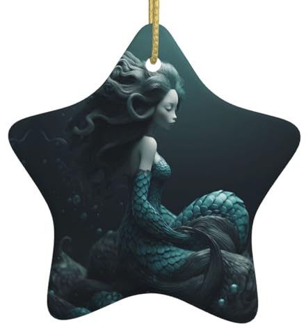 Weihnachtsbaumschmuck, 3D, schöner Unterwasserfisch, Weihnachtsbaum, Keramik, hängend, zweiseitig bedruckt, Weihnachtsbaumschmuck für Weihnachten, Familie, Party, Urlaub, dekorativ
